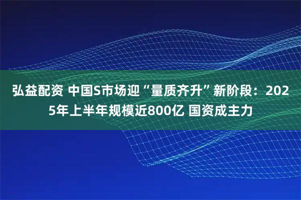 弘益配资 中国S市场迎“量质齐升”新阶段：2025年上半年规模近800亿 国资成主力