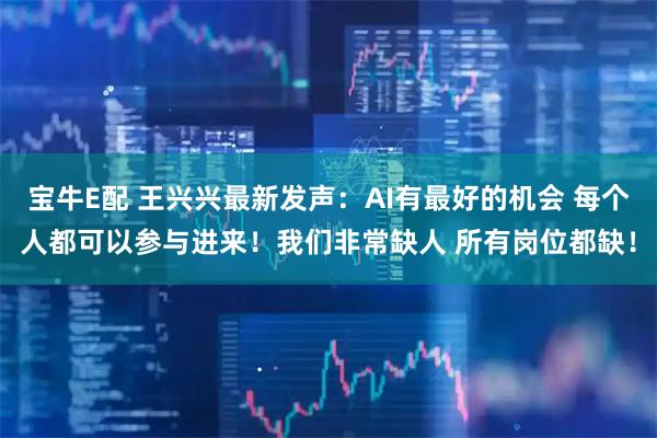 宝牛E配 王兴兴最新发声：AI有最好的机会 每个人都可以参与进来！我们非常缺人 所有岗位都缺！